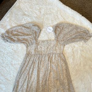 Beige Chiffon Printed Square Neck Empire Maternity Maxi Dress